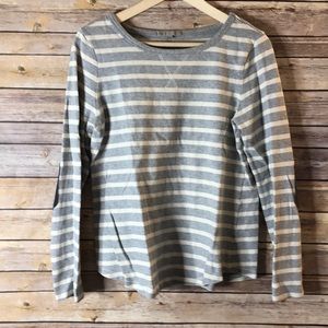 Gap M Gray and White Stripe Longsleeve